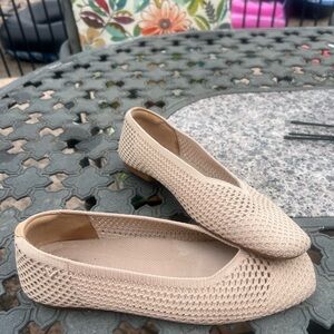 Vivaia Margot Square Toe Slmond Tan Slip-On Flats with Mesh Design Sz 39.5 EUR
